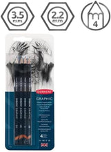 Load image into Gallery viewer, DERWENT - Graphic Medium Graphite Pencils - (Lápices de Grafitos) Pack de 4
